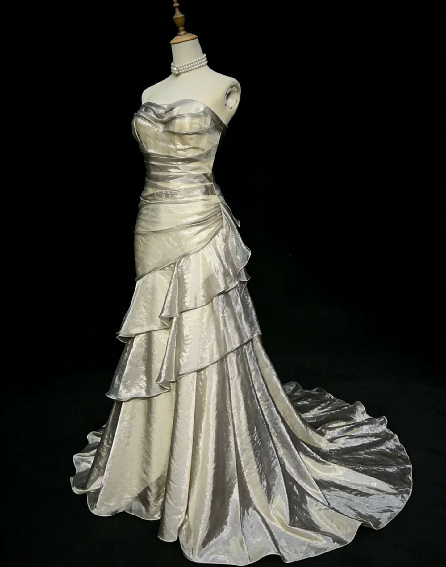 Robe de bal bustier violette en satin avec appliques, robe de soirée formelle J9413