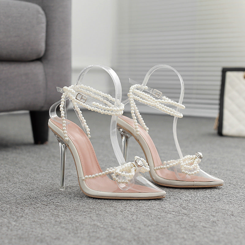 Sweet Women's High Heels with Pearls  Bowknot  H3