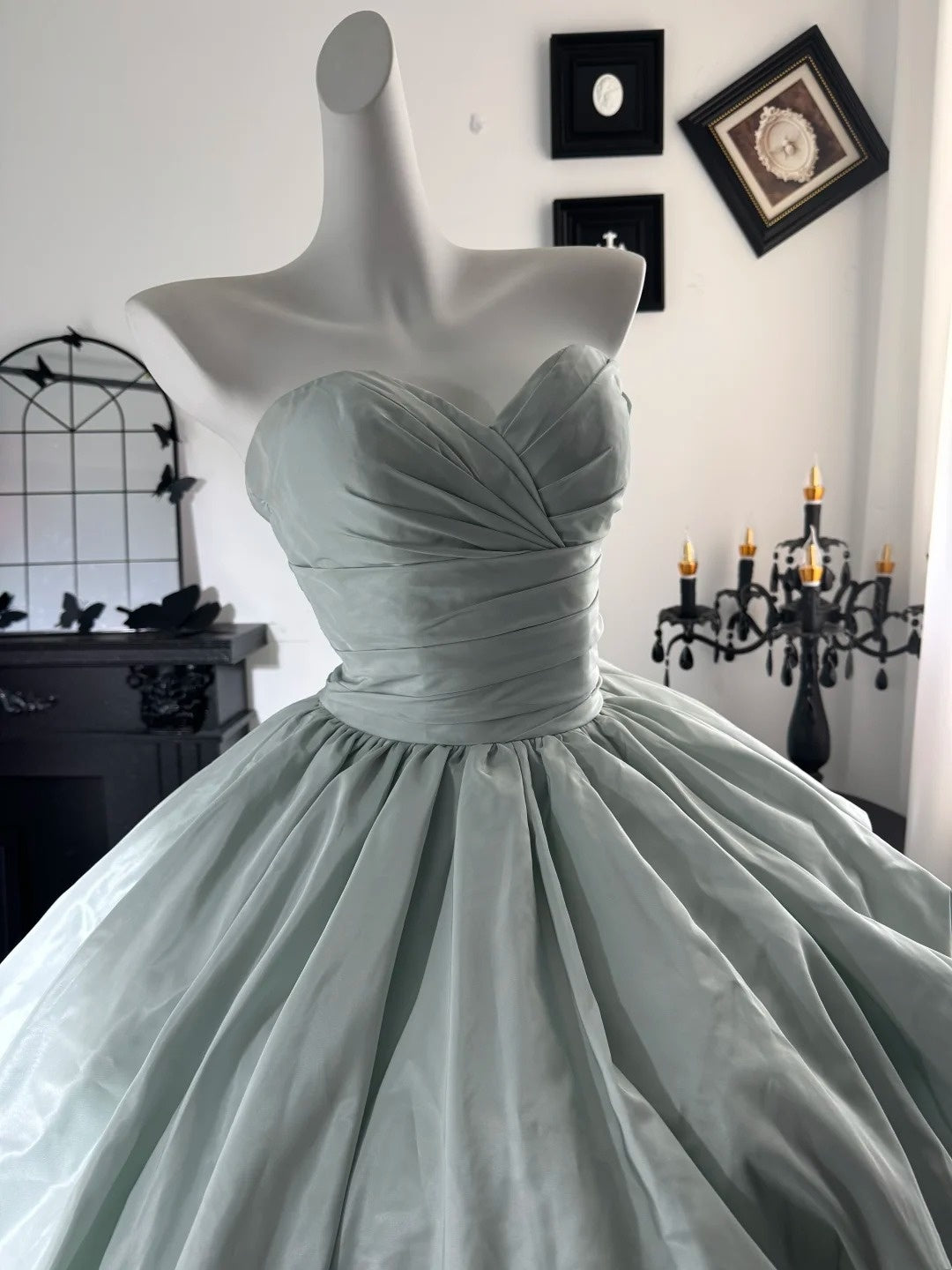 Robe de bal bustier violette en satin avec appliques, robe de soirée formelle J9413