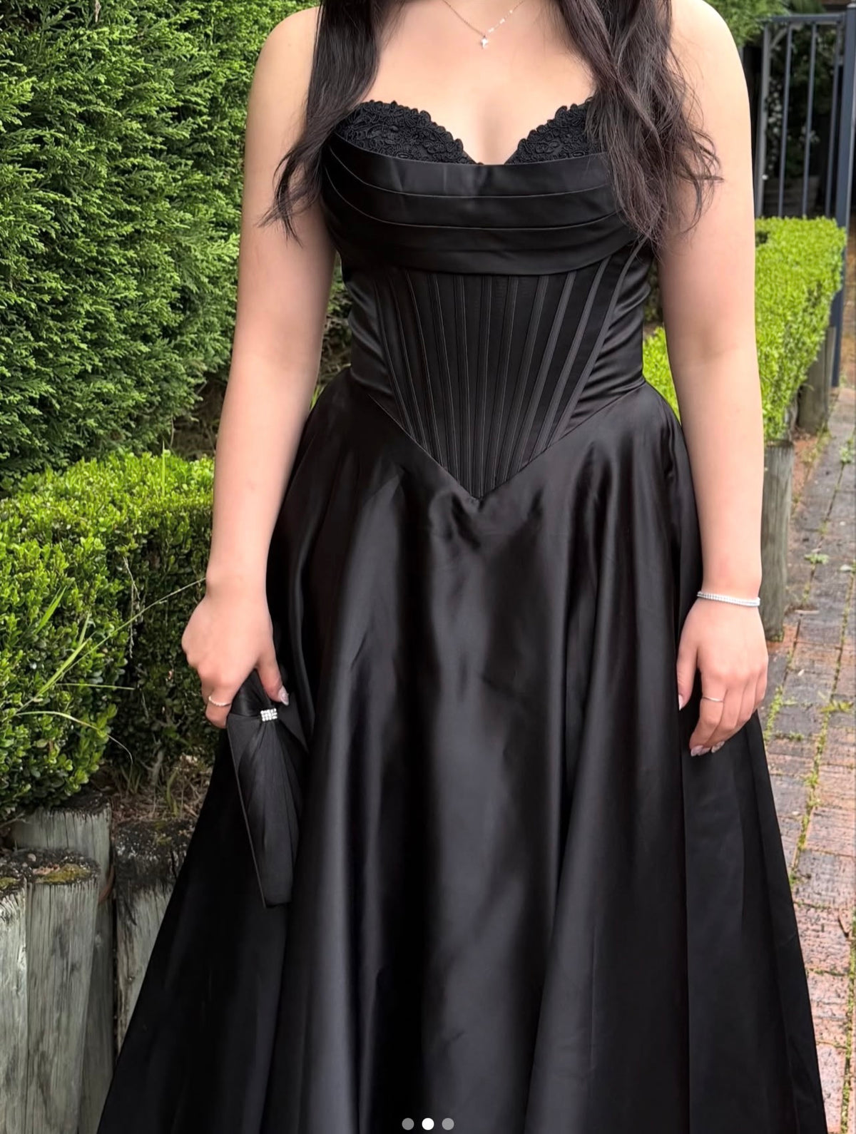 Robe de bal bustier violette en satin avec appliques, robe de soirée formelle J9413