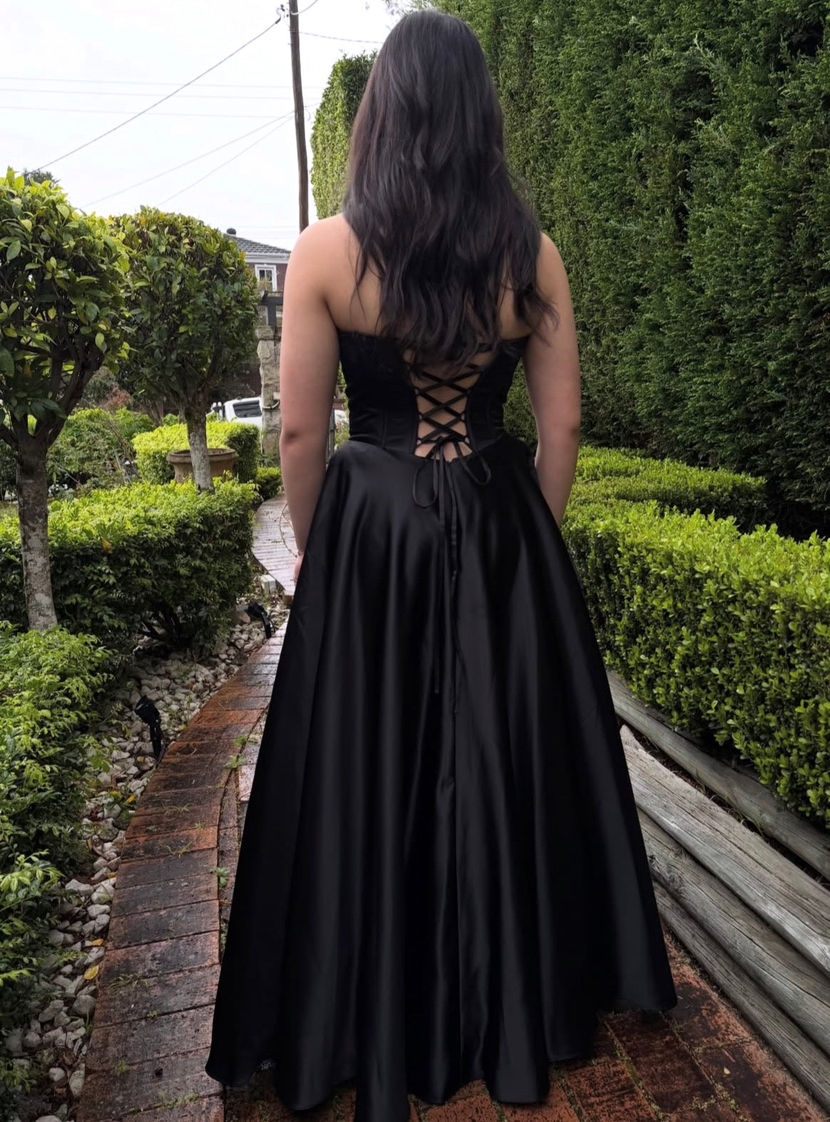Robe de bal bustier violette en satin avec appliques, robe de soirée formelle J9413