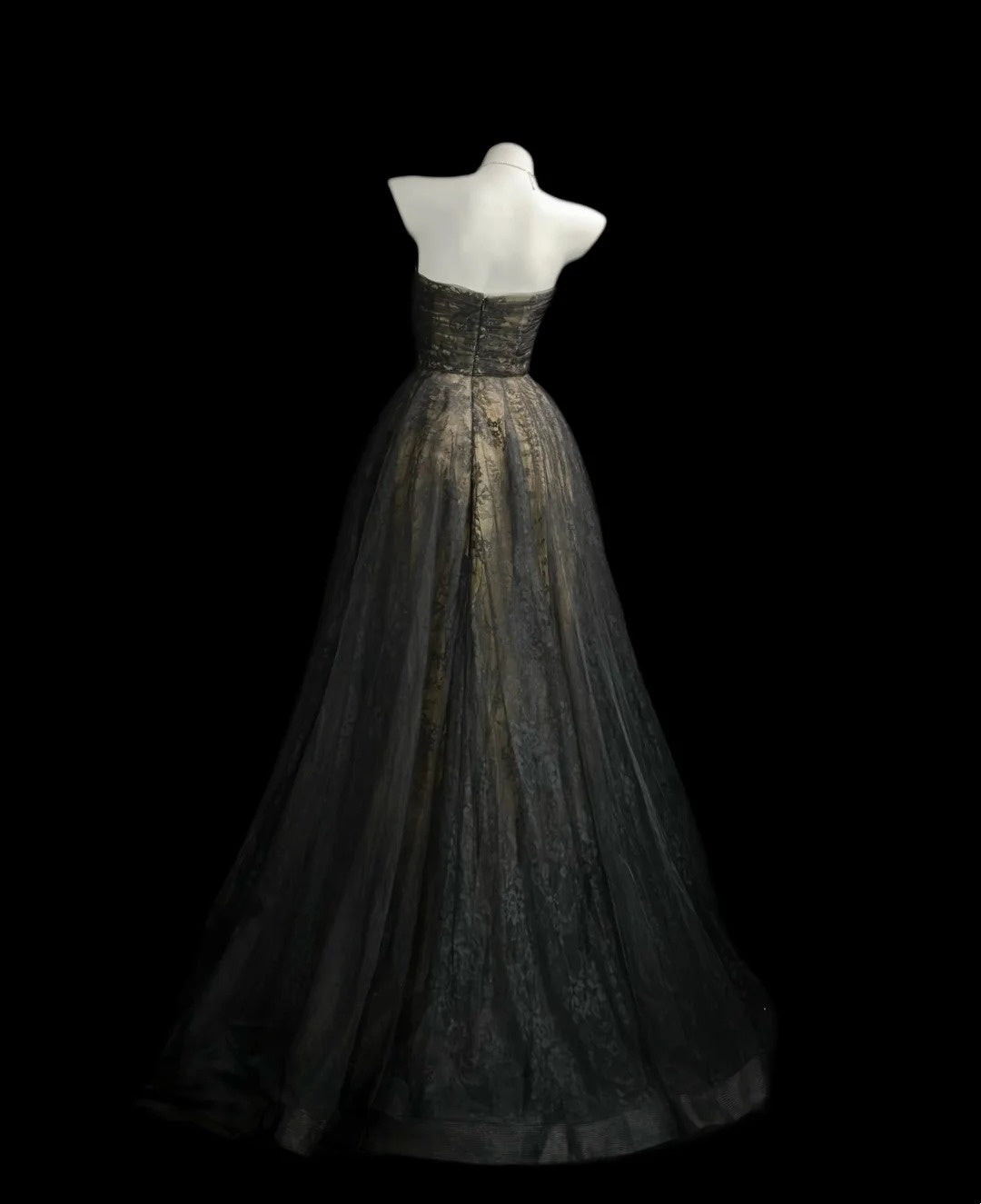 Trägerloses silbernes Vintage-Abendkleid, A-Linie, Geburtstagskleid J9370