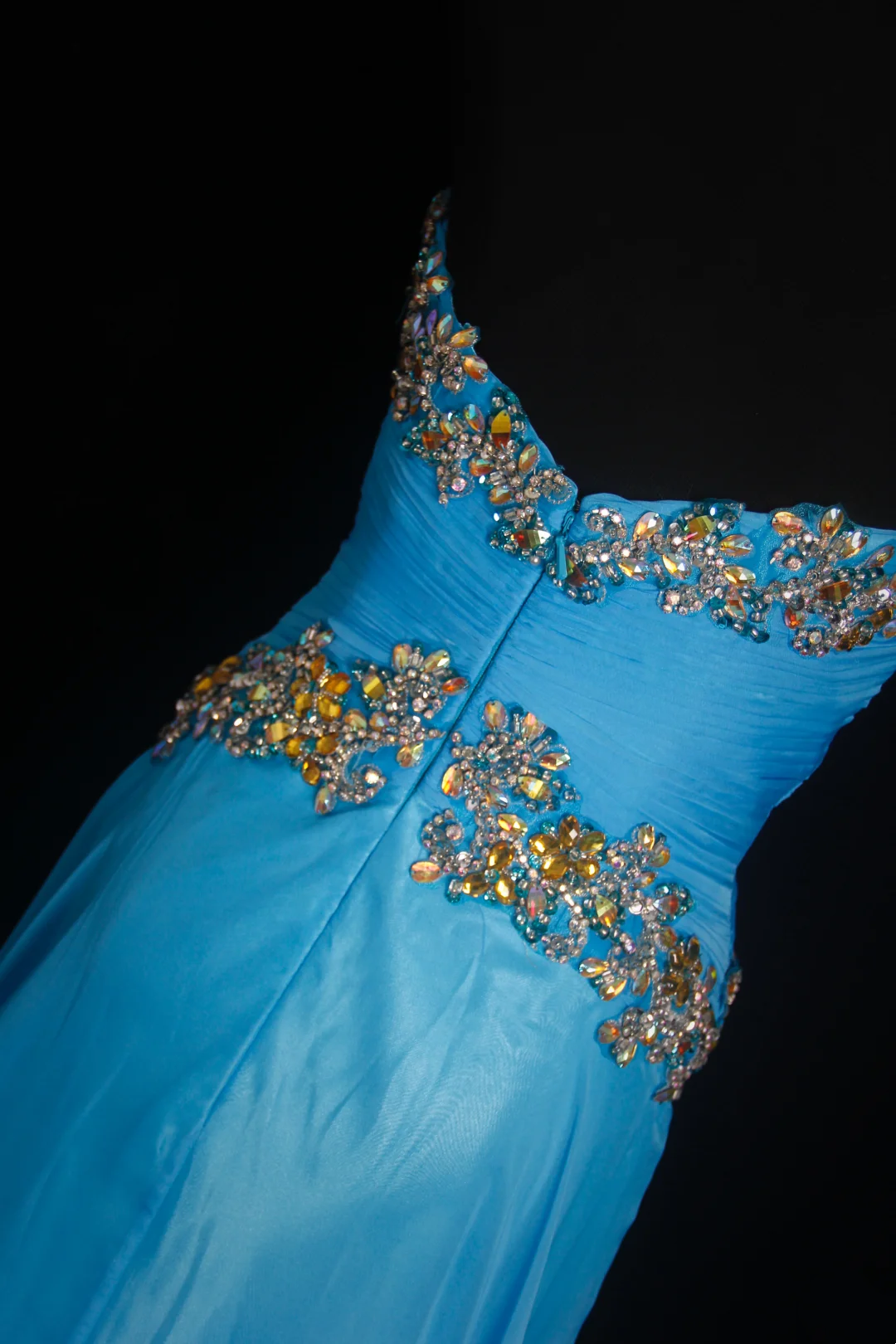 Trägerloses silbernes Vintage-Abendkleid, A-Linie, Geburtstagskleid J9370