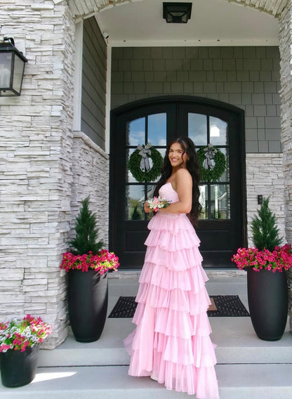 Sweetheart A Line Chiffon Layered Prom Dress Formal Evening Dress  J10382