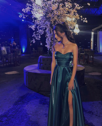 Trägerloses silbernes Vintage-Abendkleid, A-Linie, Geburtstagskleid J9370