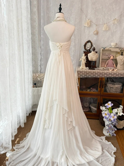 Sweetheart A Line Ivory Retro Wedding Dress Chiffon Bridal Gown  J10330