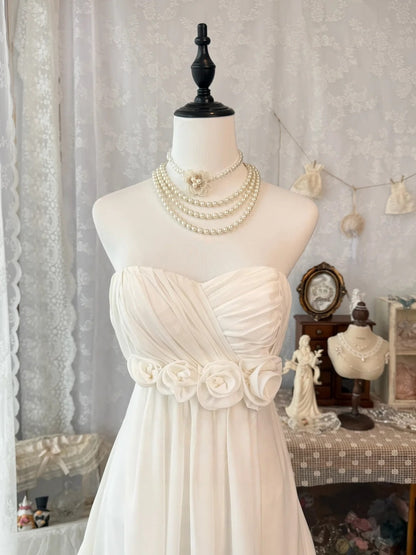 Sweetheart A Line Ivory Retro Wedding Dress Chiffon Bridal Gown  J10330