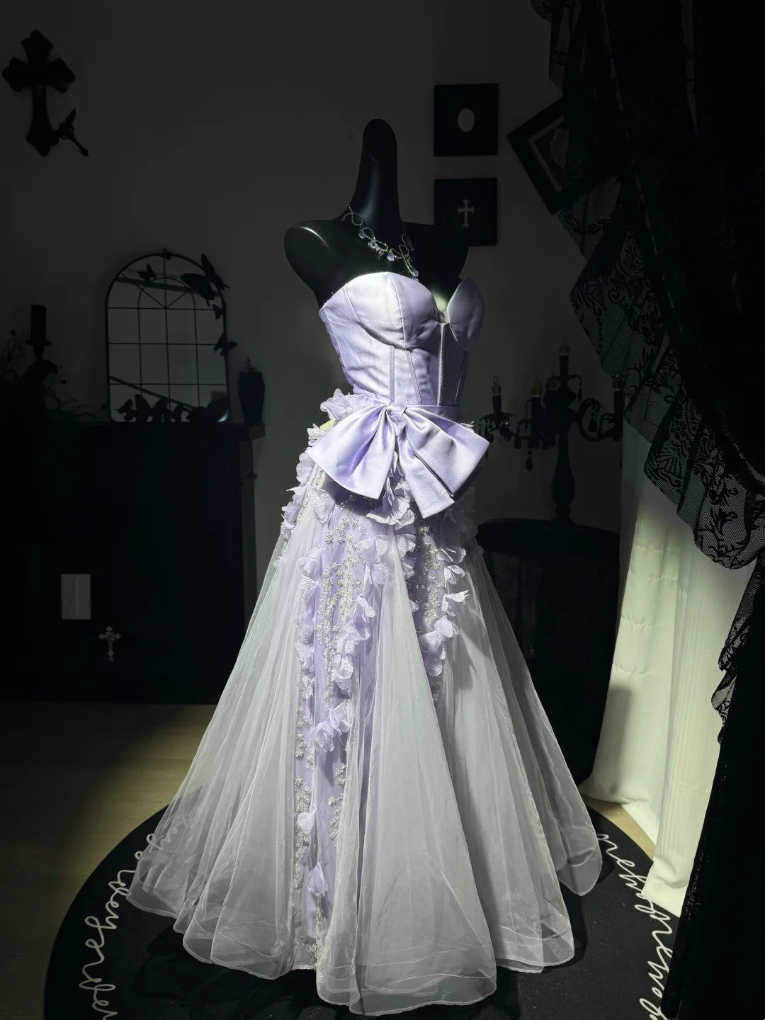 Trägerloses silbernes Vintage-Abendkleid, A-Linie, Geburtstagskleid J9370