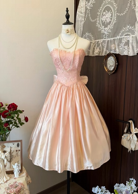 Sweetheart A Line Pink Cute Birthday Dress With Bow Knot  J11723