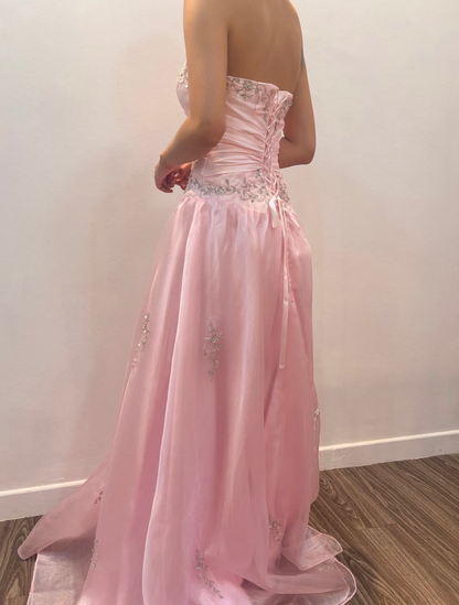Robe de bal bustier violette en satin avec appliques, robe de soirée formelle J9413