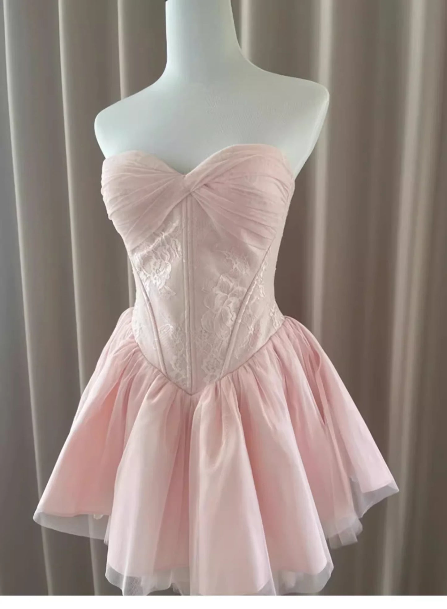 Trägerloses silbernes Vintage-Abendkleid, A-Linie, Geburtstagskleid J9370