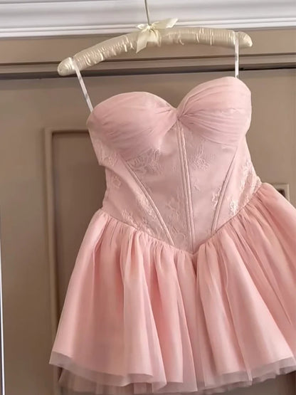 Trägerloses silbernes Vintage-Abendkleid, A-Linie, Geburtstagskleid J9370