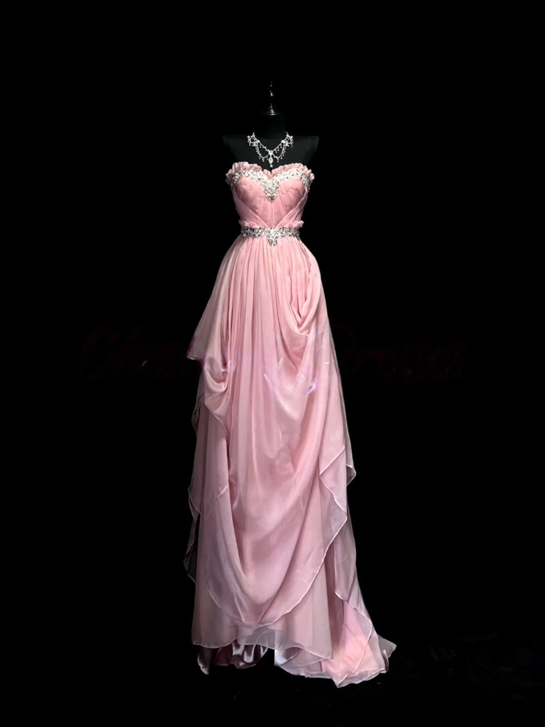 Sweetheart A Line Pink Prom Dress Beaded Formal Evening Gown  J10168