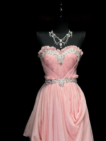 Sweetheart A Line Pink Prom Dress Beaded Formal Evening Gown  J10168
