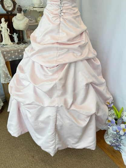 Sweetheart A Line Pink Satin Prom Dress Beaded Birthday Dress J10737