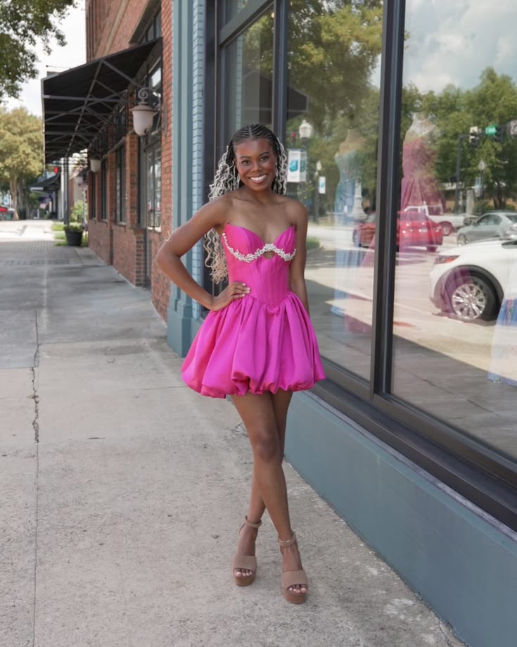 Sweetheart A Line Pink Satin Short Homecoming Dress  J11597