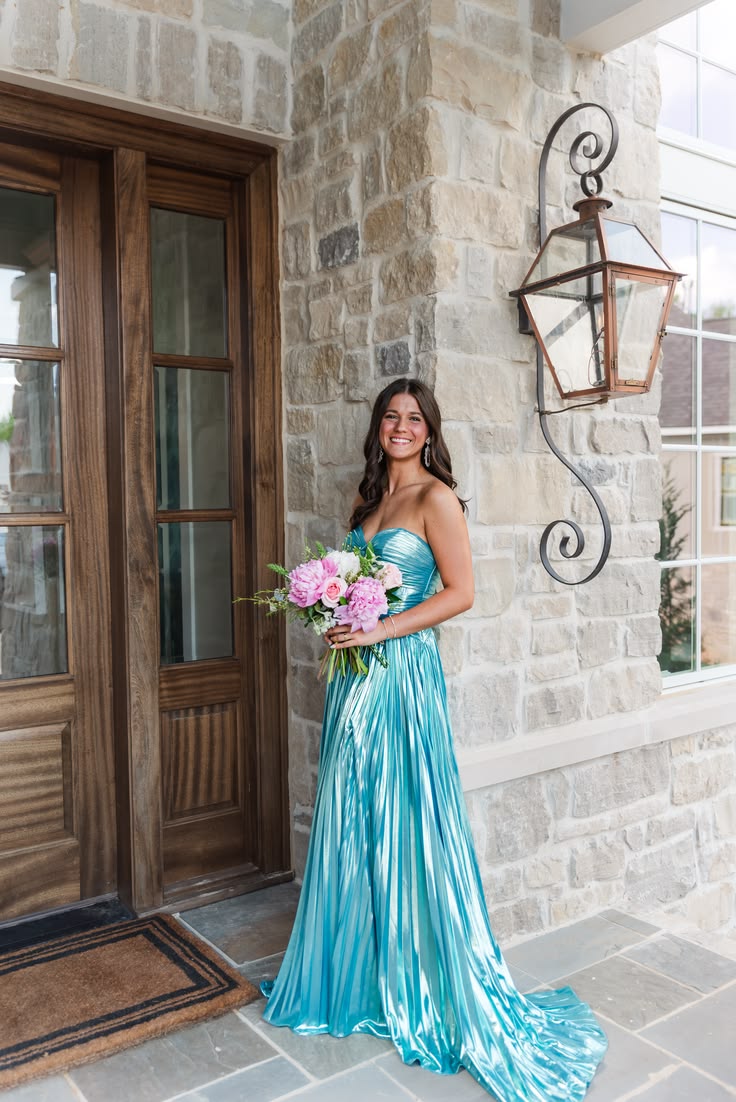 Trägerloses silbernes Vintage-Abendkleid, A-Linie, Geburtstagskleid J9370