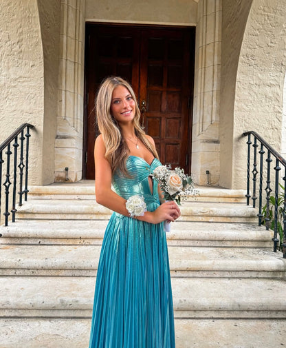 Trägerloses silbernes Vintage-Abendkleid, A-Linie, Geburtstagskleid J9370