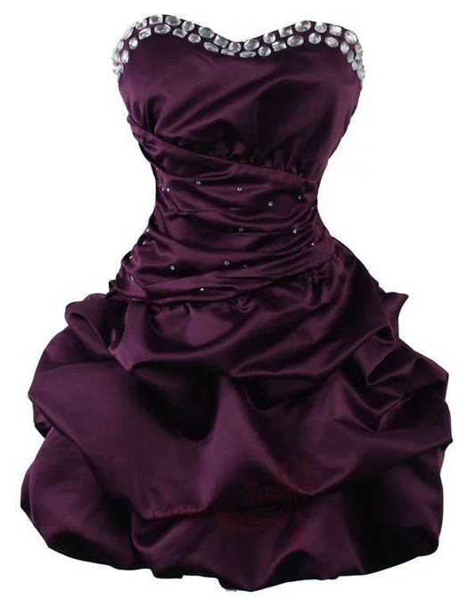 Robe de bal bustier violette en satin avec appliques, robe de soirée formelle J9413
