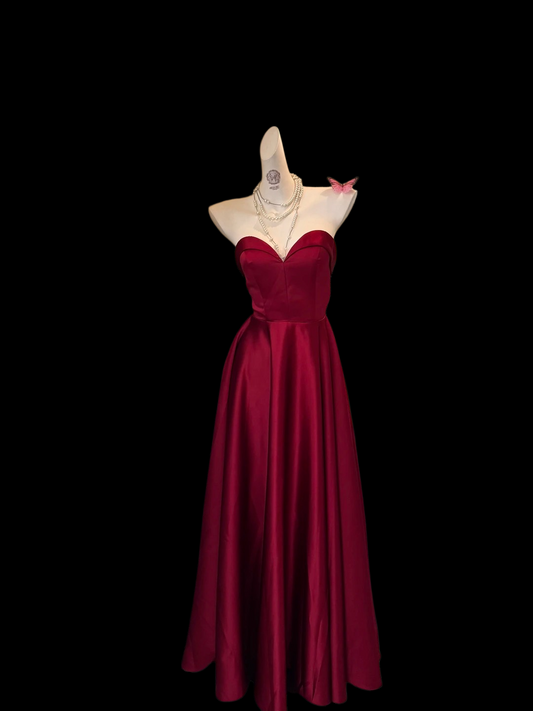 Robe de bal bustier violette en satin avec appliques, robe de soirée formelle J9413
