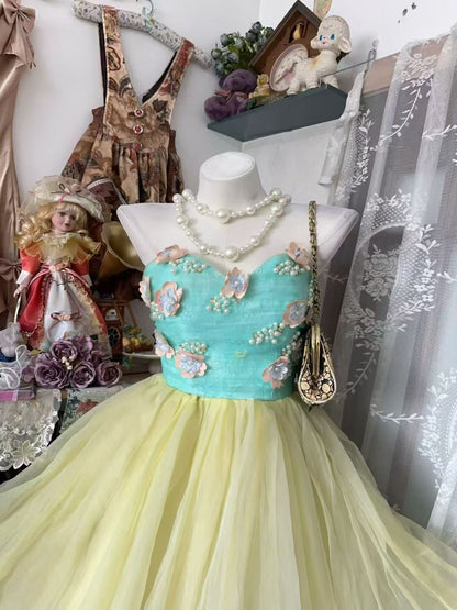 Sweetheart A Line Tulle Homecoming Dress Yellow Birthday Dress J10910