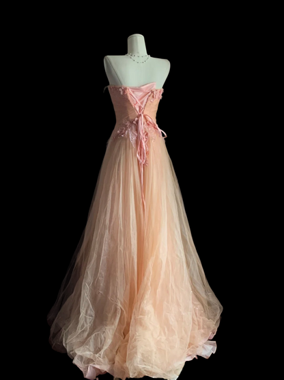 Robe de bal bustier violette en satin avec appliques, robe de soirée formelle J9413