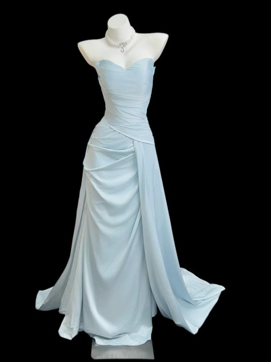 Robe de bal bustier violette en satin avec appliques, robe de soirée formelle J9413