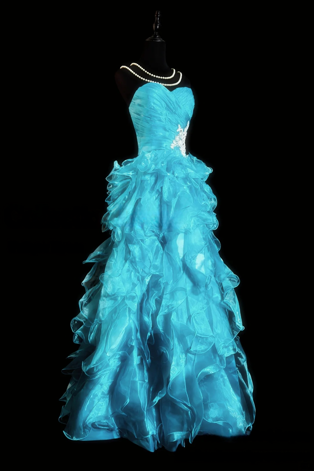 Trägerloses silbernes Vintage-Abendkleid, A-Linie, Geburtstagskleid J9370