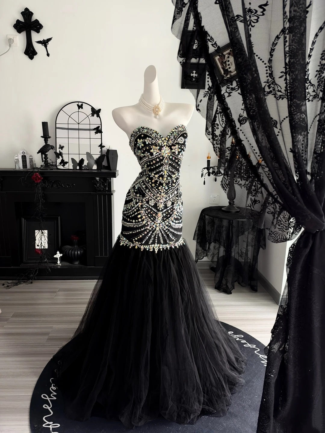 Trägerloses silbernes Vintage-Abendkleid, A-Linie, Geburtstagskleid J9370