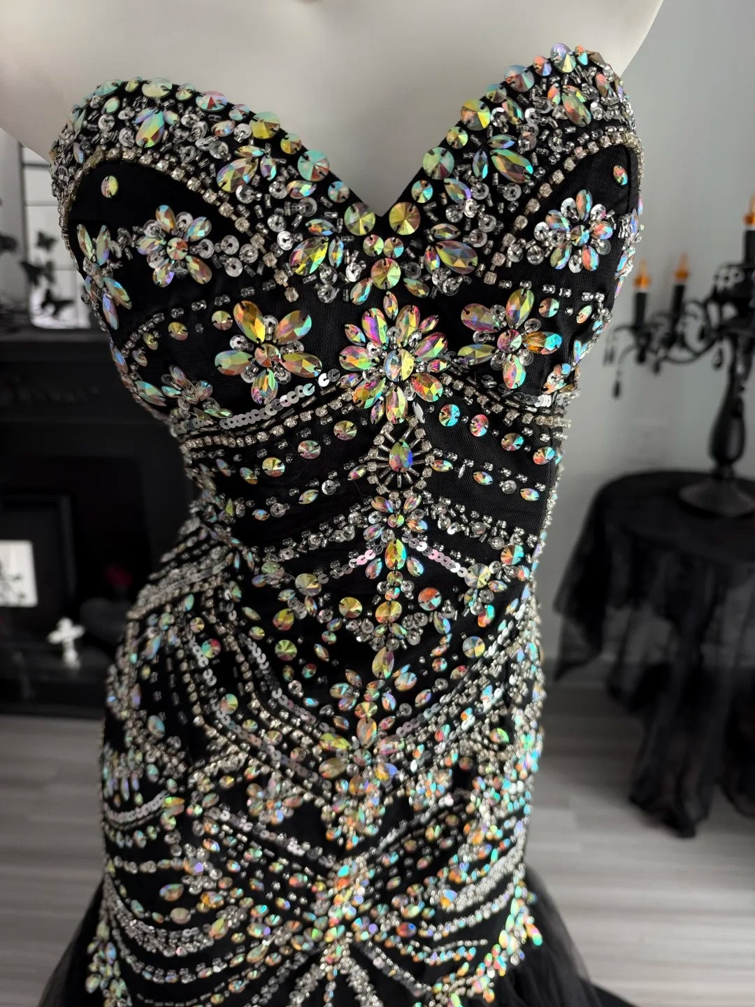 Trägerloses silbernes Vintage-Abendkleid, A-Linie, Geburtstagskleid J9370