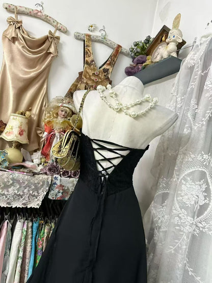 Trägerloses silbernes Vintage-Abendkleid, A-Linie, Geburtstagskleid J9370