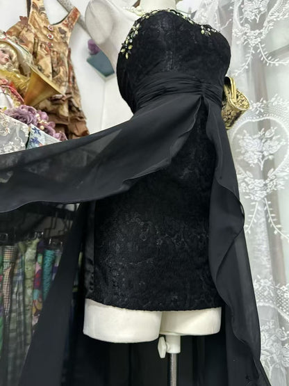 Trägerloses silbernes Vintage-Abendkleid, A-Linie, Geburtstagskleid J9370