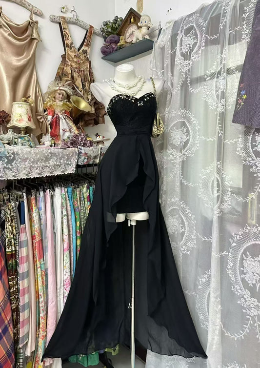 Sweetheart Black A Line Birthday Dress Lace Homecoming Dress  J11111