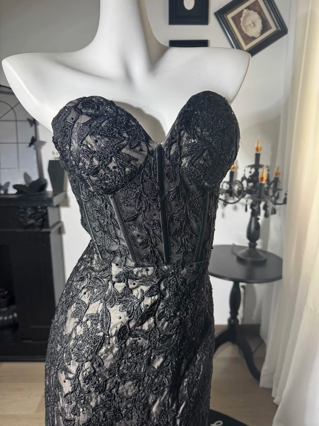 Robe de bal bustier violette en satin avec appliques, robe de soirée formelle J9413