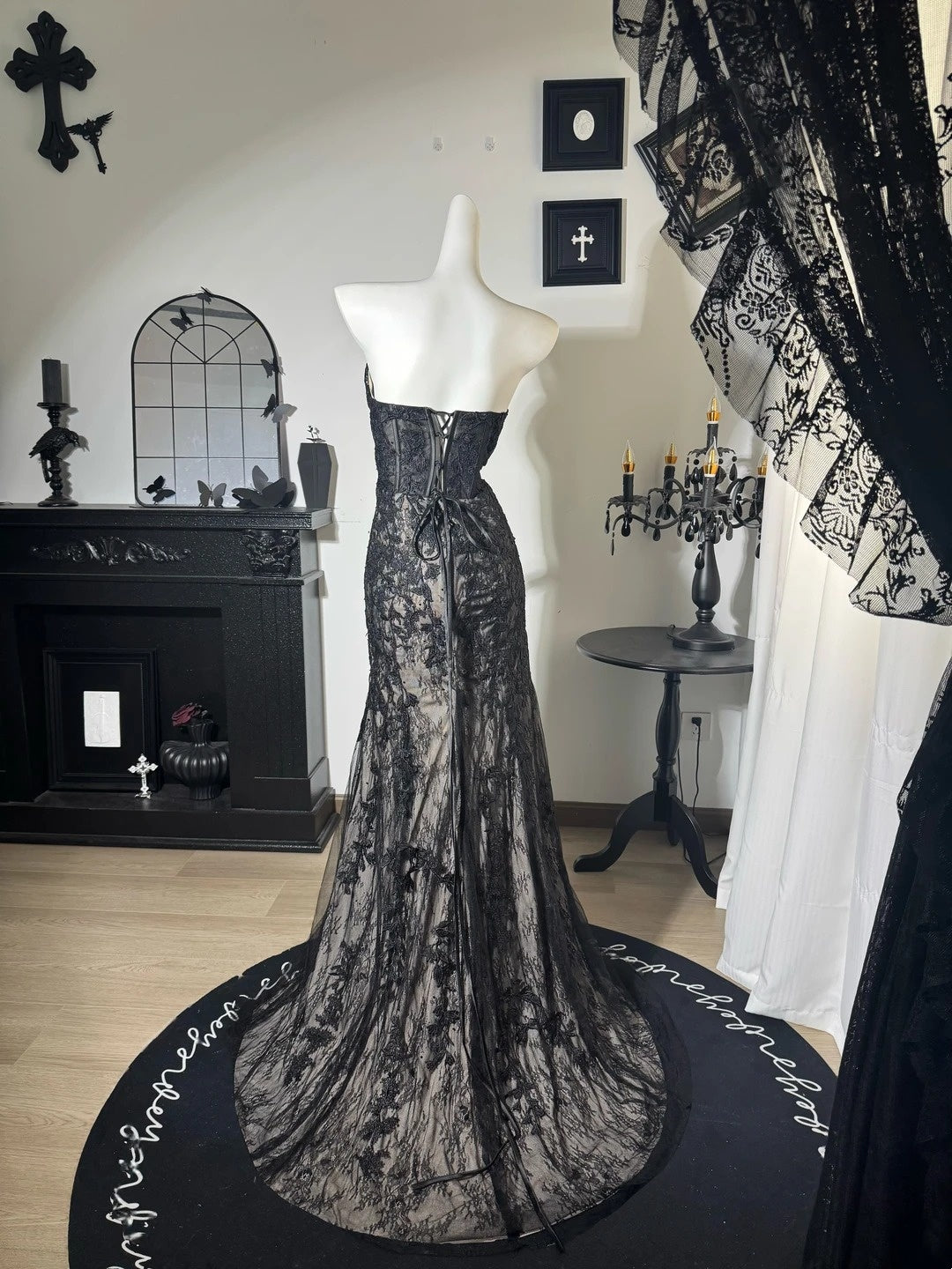 Robe de bal bustier violette en satin avec appliques, robe de soirée formelle J9413