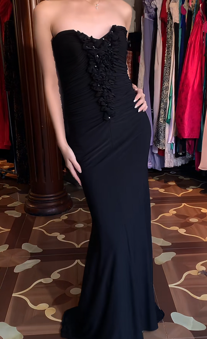 Robe de bal bustier violette en satin avec appliques, robe de soirée formelle J9413