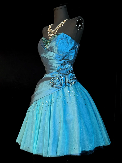 Sweetheart Blue Homecoming Dress Retro Short Birthday Dress  J10160