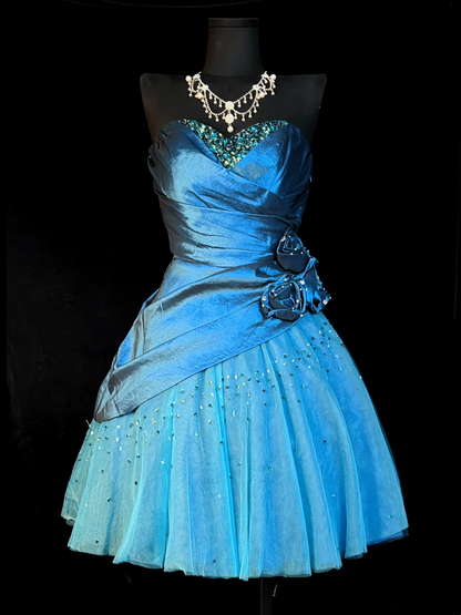 Sweetheart Blue Homecoming Dress Retro Short Birthday Dress  J10160