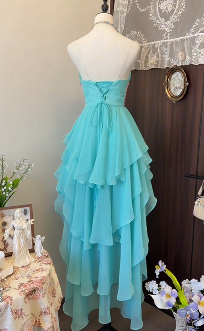 Trägerloses silbernes Vintage-Abendkleid, A-Linie, Geburtstagskleid J9370