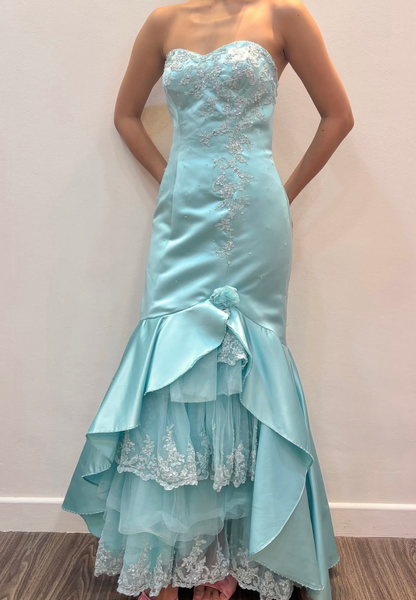 Sweetheart Blue Mermaid Formal Prom Dress With Appliques  J11962