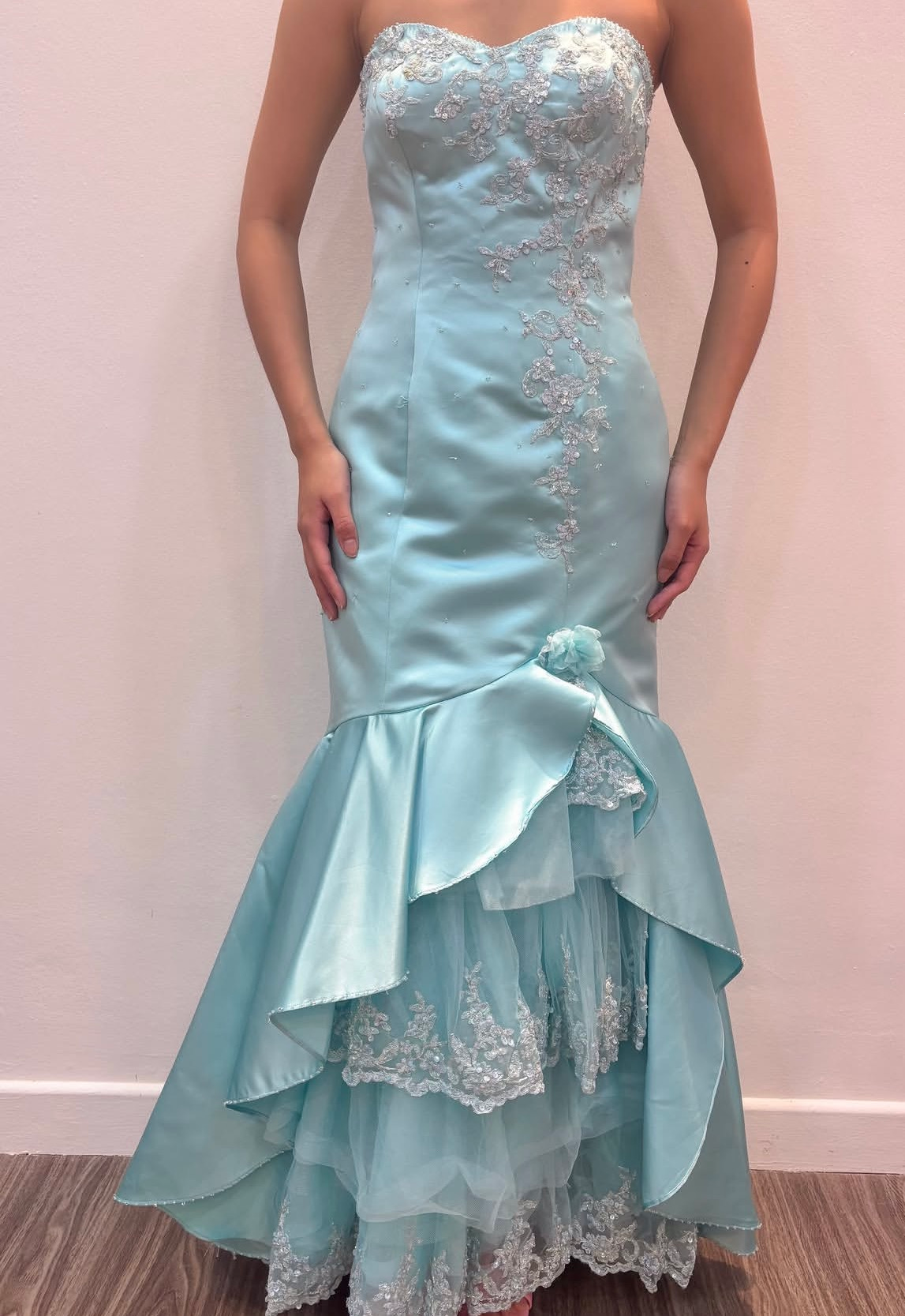 Sweetheart Blue Mermaid Formal Prom Dress With Appliques  J11962