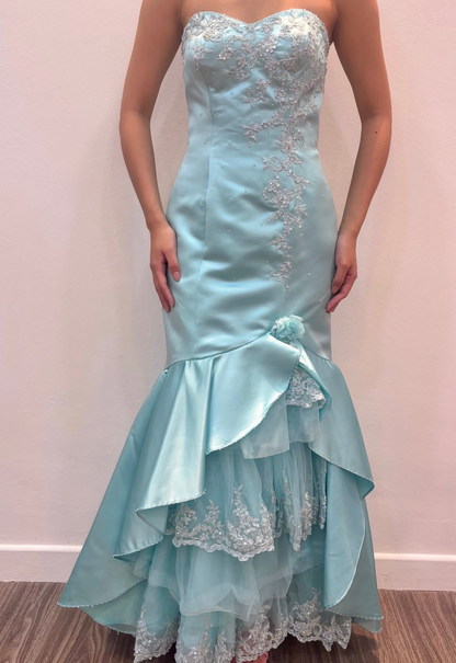 Sweetheart Blue Mermaid Formal Prom Dress With Appliques  J11962