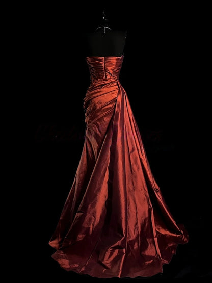 Sweetheart Burgundy Formal Prom Dress With Slit J10178