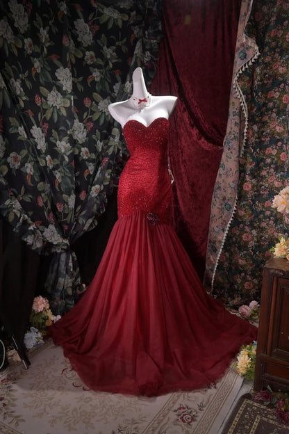 Trägerloses silbernes Vintage-Abendkleid, A-Linie, Geburtstagskleid J9370
