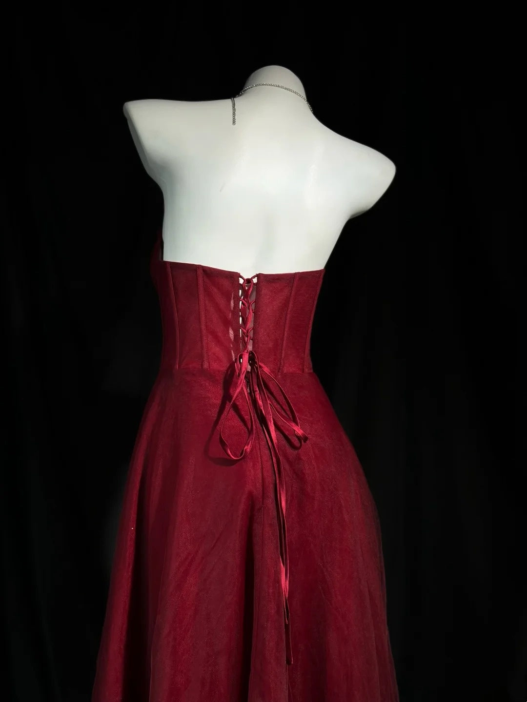 Trägerloses silbernes Vintage-Abendkleid, A-Linie, Geburtstagskleid J9370