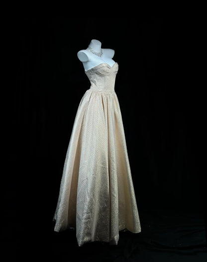 Sweetheart Gold A Line Prom Dress Formal Evening Dress  J10406