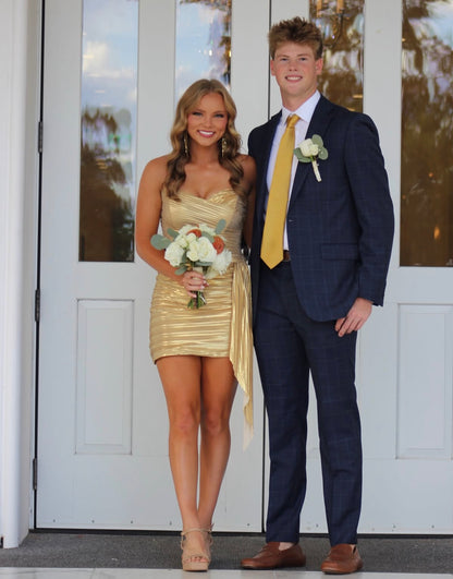 Sweetheart Gold Sheath Homecoming Dress Mini Party Dress  J12085