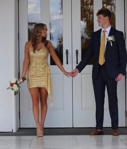 Sweetheart Gold Sheath Homecoming Dress Mini Party Dress  J12085