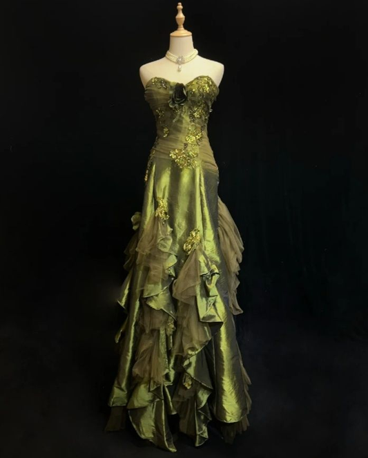 Robe de bal bustier violette en satin avec appliques, robe de soirée formelle J9413