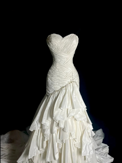 Trägerloses silbernes Vintage-Abendkleid, A-Linie, Geburtstagskleid J9370